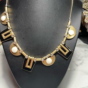 J. Crew Gold and Black Statement Necklace